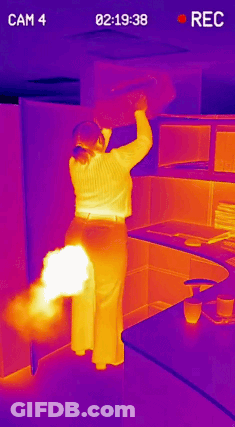 Thermal Image Woman Standing In Room GIF