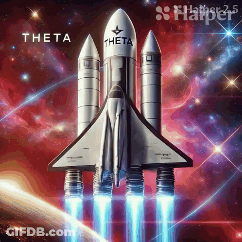 Theta Ad Shuttle Flying Through Space GIF