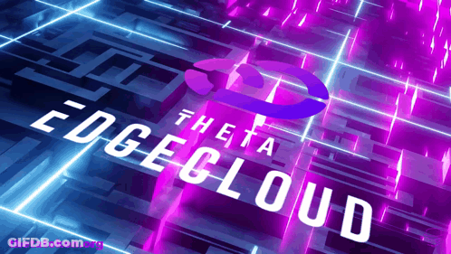 Theta EdgeCloud Logo On Purple Blue Background GIF