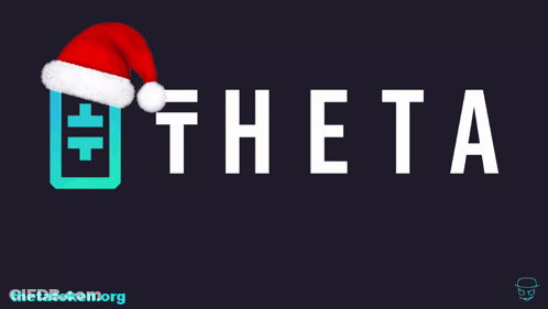 Theta Logo With Santa Hat Saying Merry Christmas GIF