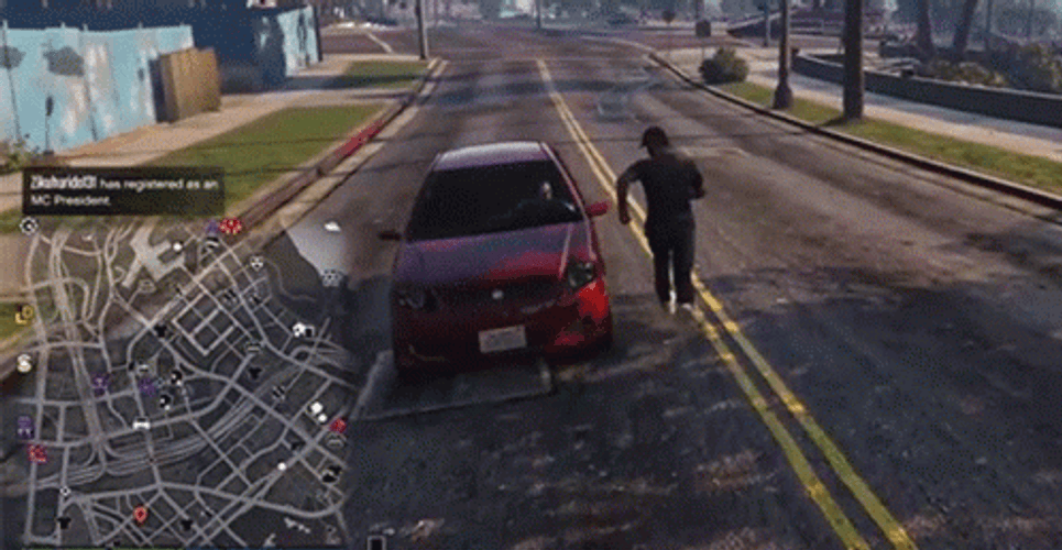 Thief Stealing Red Car GIF