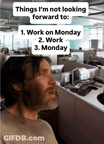 Things I 'M Not Looking Forward To : 1. Work On Monday 2. Work On Monday 3. Monday GIF
