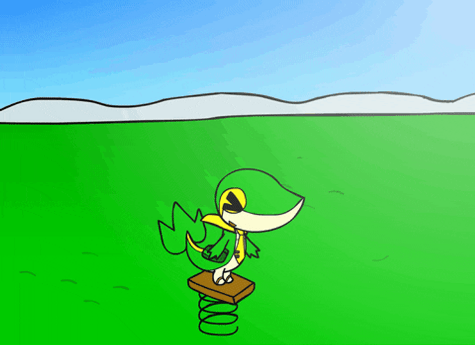 Things That Bounce Snivy On Spring Board GIF