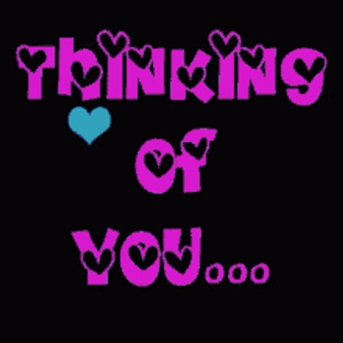 Thinking About You Colorful Text And Hearts GIF