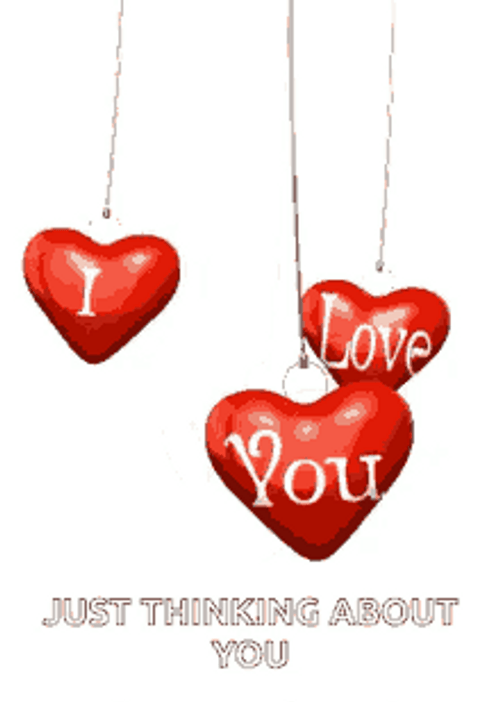 Thinking About You Hanging I Love You Hearts GIF