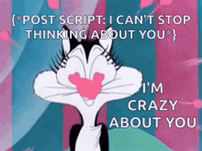 Thinking About You In Love Cartoon Cat GIF