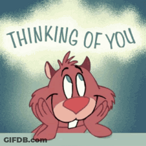 Thinking About You Pink Animal Cartoon GIF