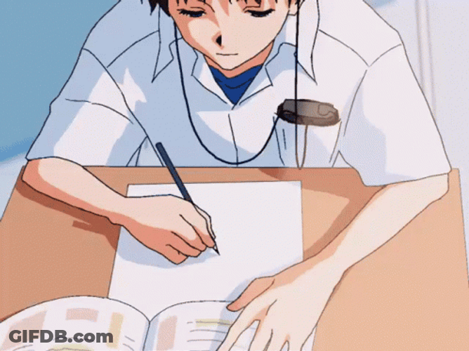 Thinking And Writing Shinji GIF