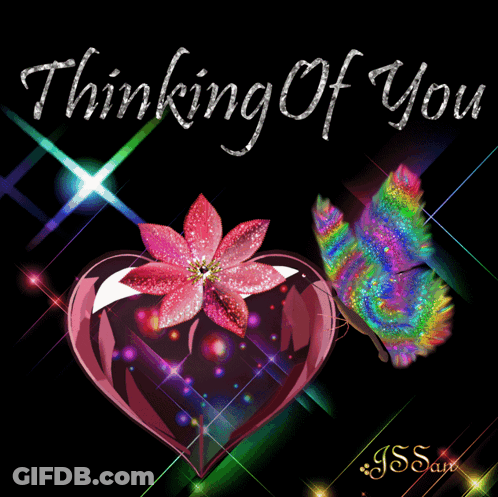 Thinking Of You Card With Butterfly And Heart GIF