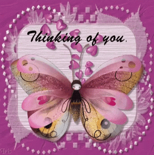 Thinking Of You Pink Butterfly GIF