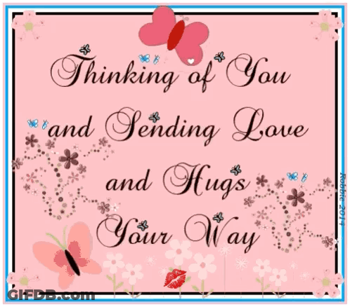 Thinking Of You Sending Love And Hugs Card GIF