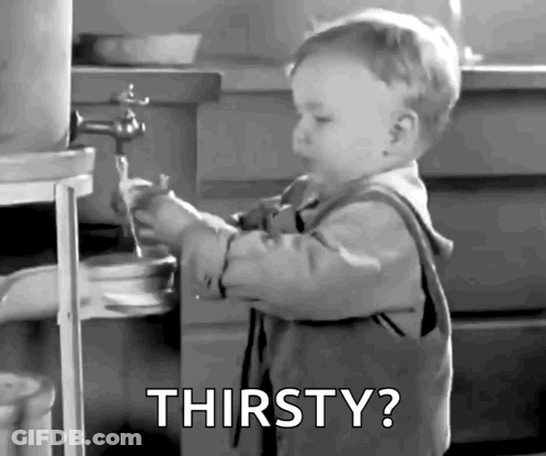Thirsty Baby Drinking From Faucet GIF