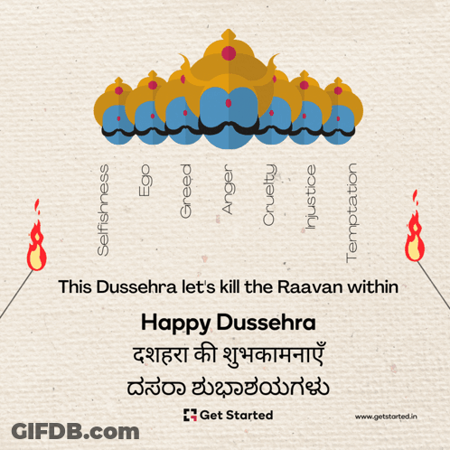 This Dussehra Let's Kill The Raavan Within Happy Dussehra Get Started GIF