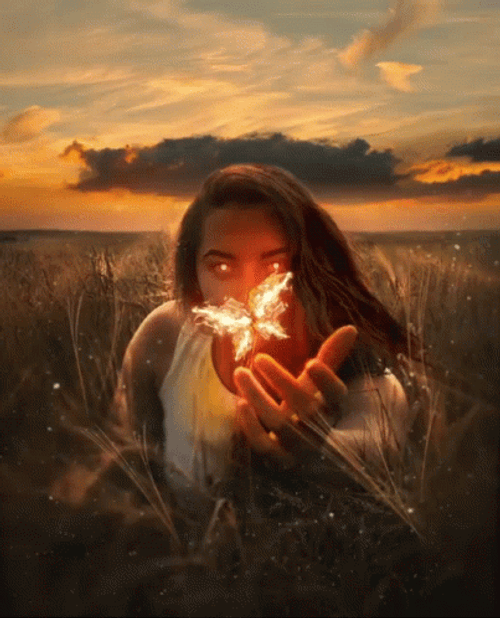 This Girl Is On Fire Holding Butterfly GIF