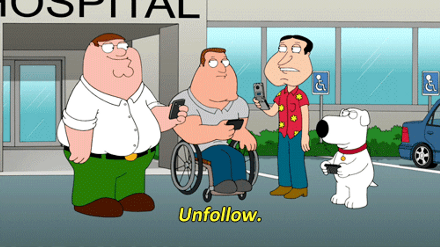 This Guy Stinks So Quagmire Unfollows Him GIF