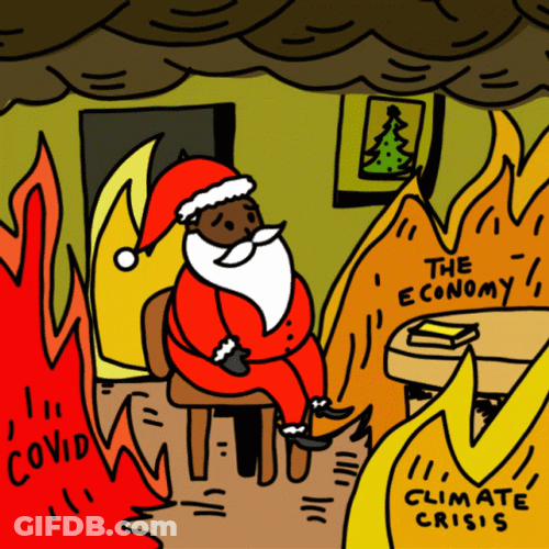 This Is Fine Black Santa Meme GIF