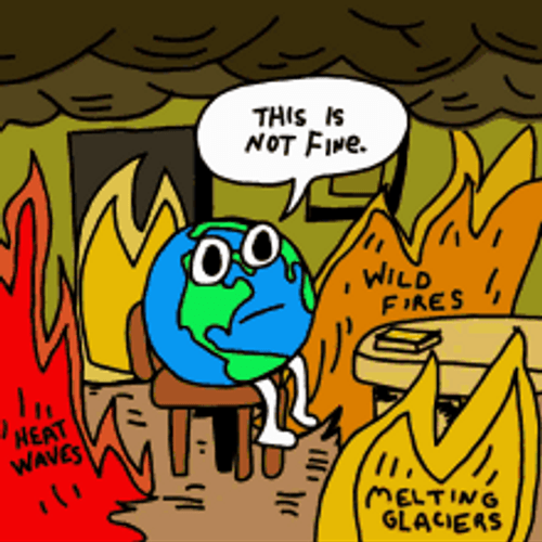 This Is Fine Cartoon Earth GIF
