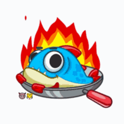 This Is Fine Cartoon Fish GIF