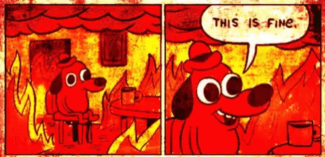 This Is Fine Meme Dog Fire Shake GIF