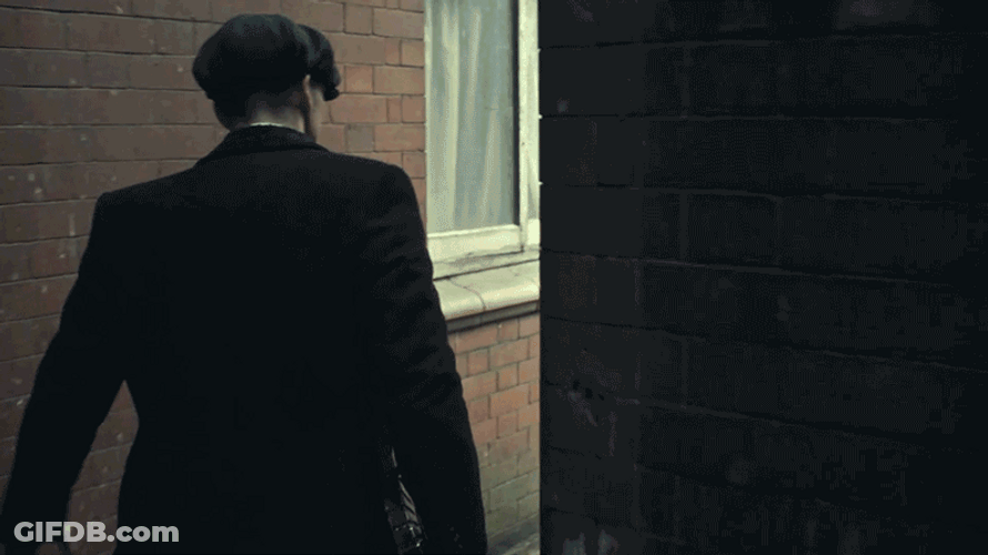 Thomas Shelby Walking Fast Looking Around GIF