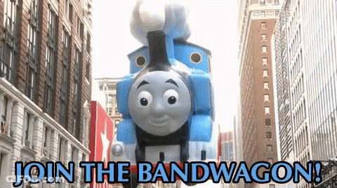 Thomas The Tank Engine Balloon Says Join The Bandwagon GIF