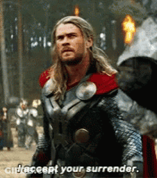 Thor Accept Your Surrender White Flag GIF
