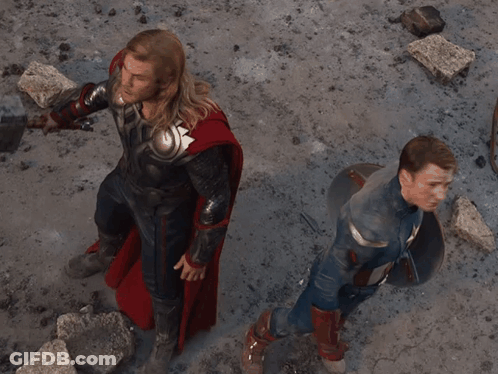 Thor And Captain America Standing Together GIF