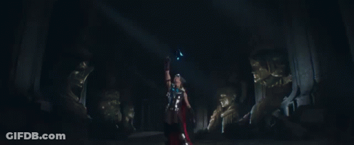 Thor Holding Lightning Hammer In Dark Room GIF