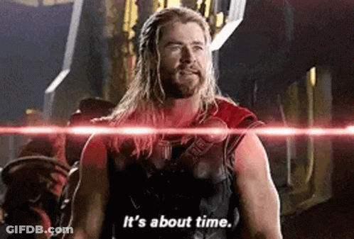 Thor Is Standing In Front Of A Red Light And Talking About Time . GIF