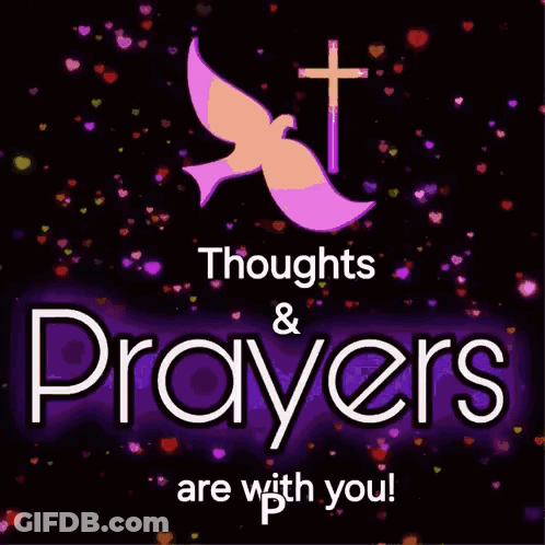 Thoughts And Prayers Are With You With A Cross And A Dove GIF