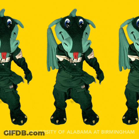 Three Alabama Mascots Dancing On Yellow GIF