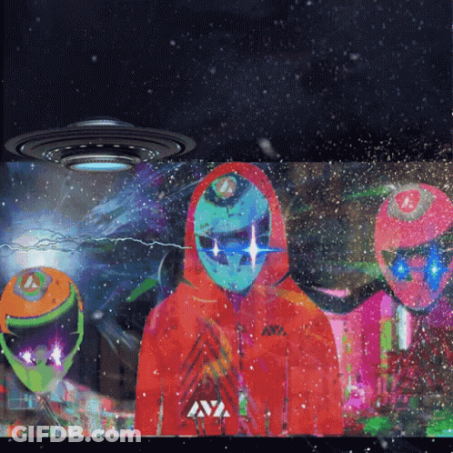 Three Aliens With Ava Letters GIF