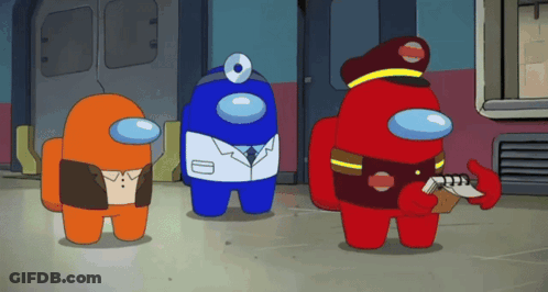 Three Among Us Characters With Doctor And Fireman GIF