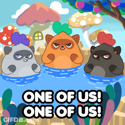 Three Animals In Pond Saying One Of Us GIF
