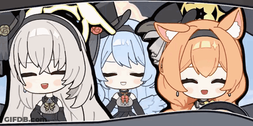 Three Anime Characters In Car One Is A Cat GIF