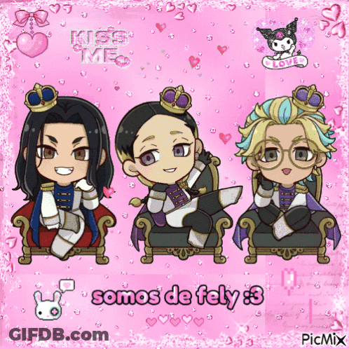 Three Anime Characters With Crowns Somos De Fely 3 GIF
