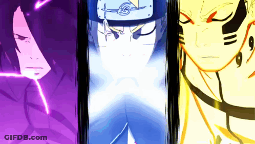 Three Anime Characters With Number 9 On Face GIF