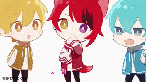 Three Anime Characters With Purple Eye GIF