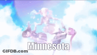 Three Anime Girls Flying With Minnesota Below GIF