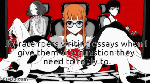 Three Anime Girls Literate Rpers Writing Essays GIF
