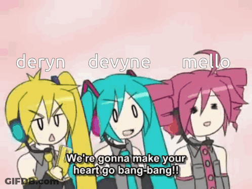 Three Anime Girls Make Heart Go Bang Bang GIF