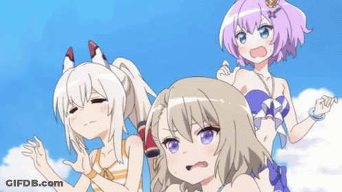 Three Anime Girls One With Crown GIF