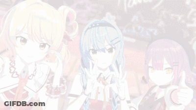 Three Anime Girls Posing In Front Of Chalkboard Saying I Love You GIF