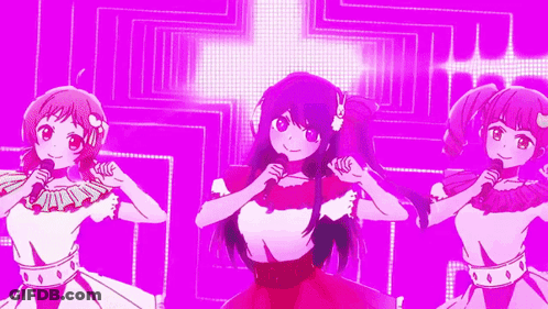 Three Anime Girls Singing GIF