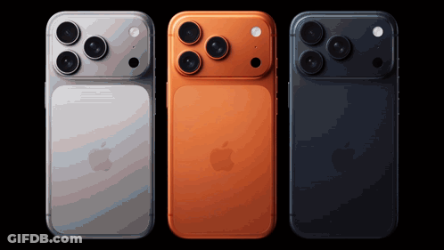 Three Apple Phones Lined Up In A Row GIF