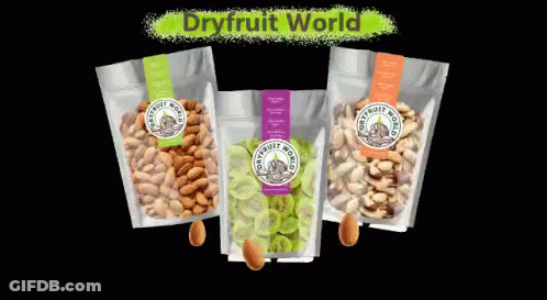 Three Bags Dried Fruits And Nuts Dry Fruit World GIF