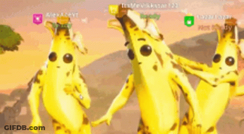 Three Bananas Side By Side On Video Game Screen GIF