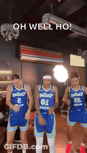 Three Basketball Players Dancing Saying Oh Well Ho GIF
