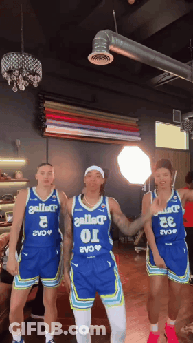 Three Basketball Players In Dallas Jerseys GIF