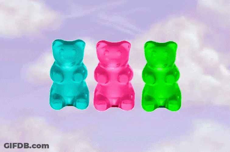 Three Bear Gummies Forming Line GIF